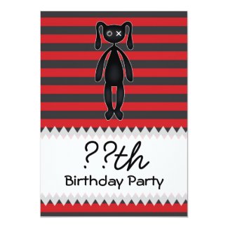 Goth Red and Black Bunny Birthday Invitation