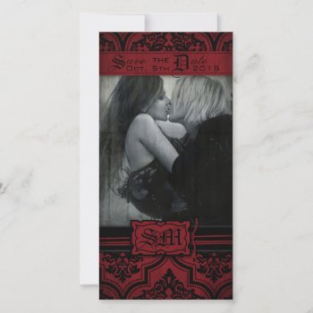 Goth Red And Black Damask Goth Save The Date by NouDesigns at Zazzle