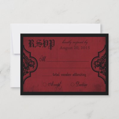 Goth Red and Black Lace RSVP Card