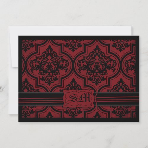 Goth Red Black Damask Wedding Envelope Invitation