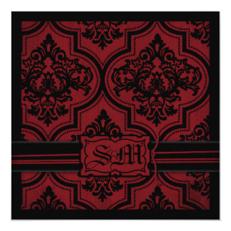 Goth Red Black Damask Wedding Invitations