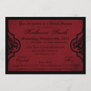 Goth Red Damask Grunge Bridal Shower Invitation by NouDesigns at Zazzle