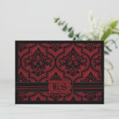 Goth Red Damask Grunge Bridal Shower Invitation (Standing Front)