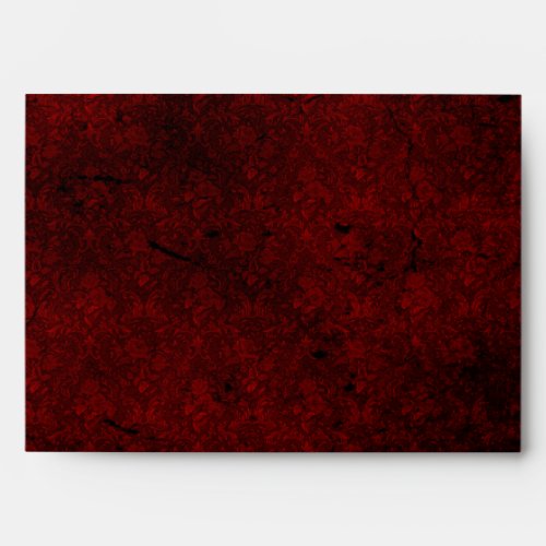 Goth Red Damask Silver Heart Wedding Envelope