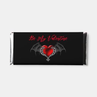 Goth Red Heart With Bat Wings Personalize