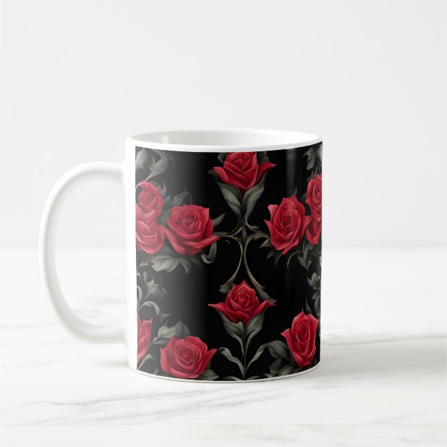 Goth Red Roses on Black #2 Mug (Left)