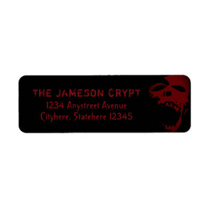 Goth Red Skeleton Skull Halloween Return Address Label