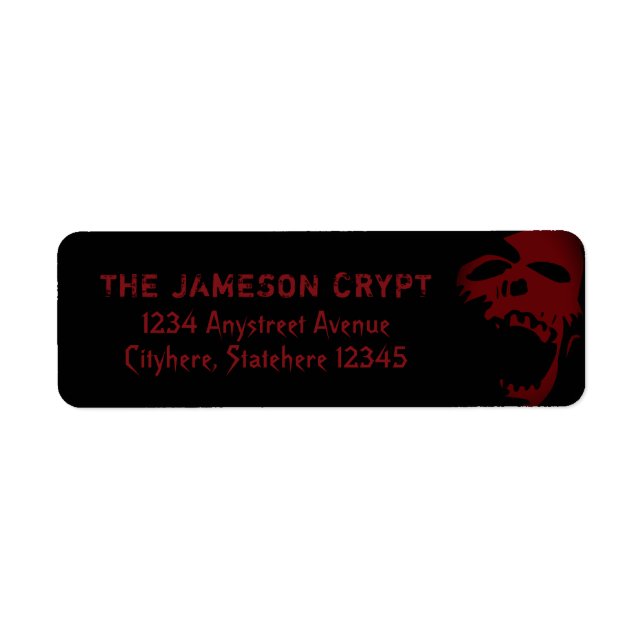Goth Red Skeleton Skull Halloween Return Address Label (Front)