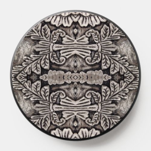 goth renaissance ornate silver grey floral pattern PopSocket