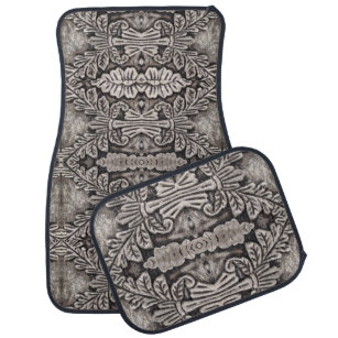 goth renaissance ornate silver grey tribal pattern car floor mat