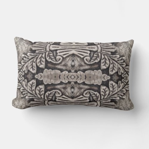 goth renaissance ornate silver grey tribal pattern lumbar pillow