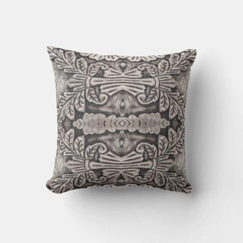 goth renaissance ornate silver grey tribal pattern outdoor pillow