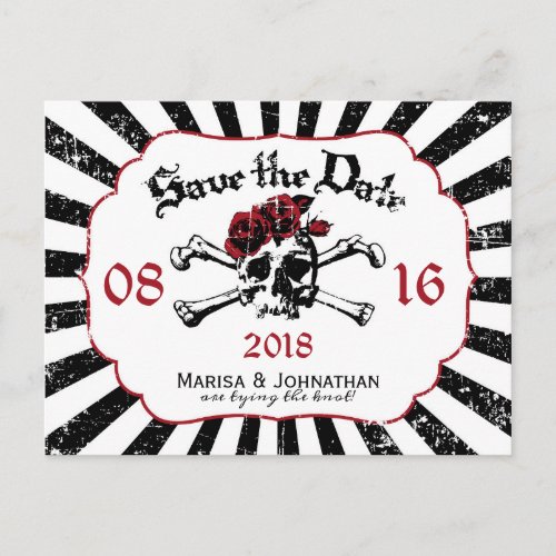 Goth Rose Skull Grunge Pirate Save the Date Announcement Postcard