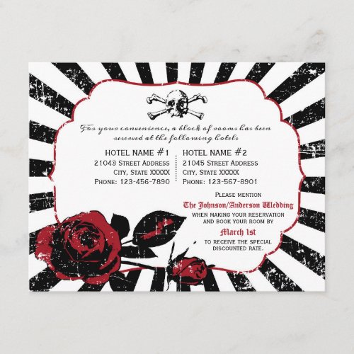 Goth Rose Skull Grunge Pirate Wedding Details Card