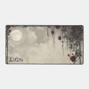 Goth Roses Brambles Thorns Full Moon. Personalized Desk Mat