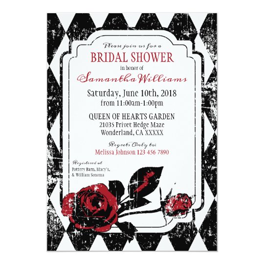 Goth Roses Grunge Diamond Print Bridal Shower Invitation | Zazzle.com