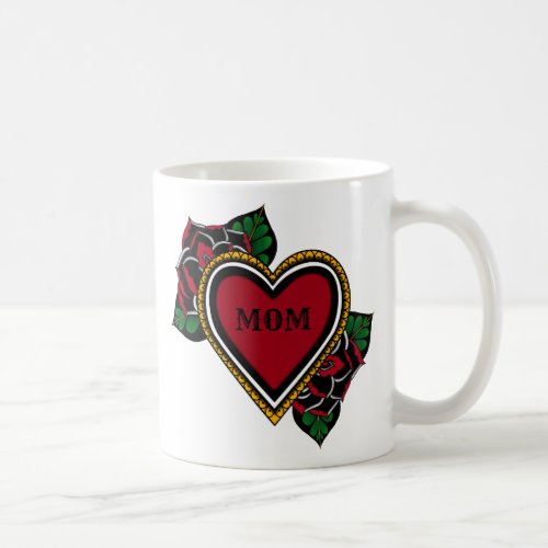 Goth Roses Heart Mom Tattoo Coffee Mug