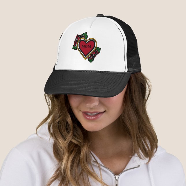 Goth Roses Heart Mom Tattoo Trucker Hat (In Situ)
