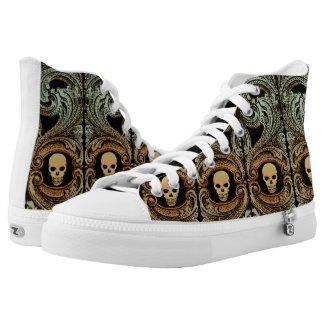 Goth Sage Green Ornament With Skull High-Top Sneakers