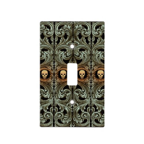 Goth Sage Green Ornament With Skull Light Switch Cover
