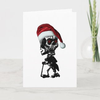 Goth Santa Skeleton Christmas Holiday Card