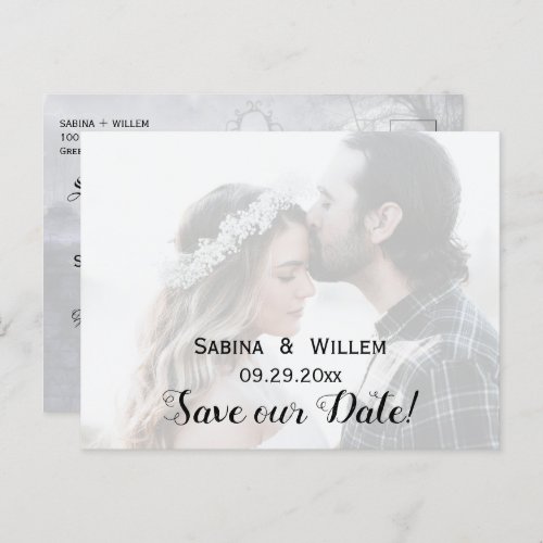 Goth Save Our Date Couple Photo Wedding Postcard