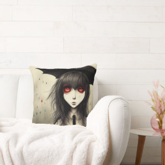Goth School Girl  Throw Pillow