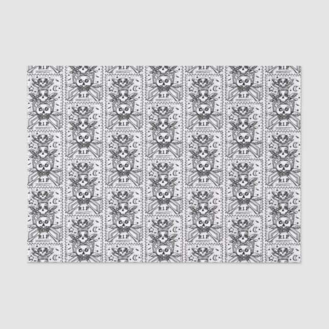 GOTH SEE NO EVIL, CEMETERY SKELETON TISSUE PAPER (Front)