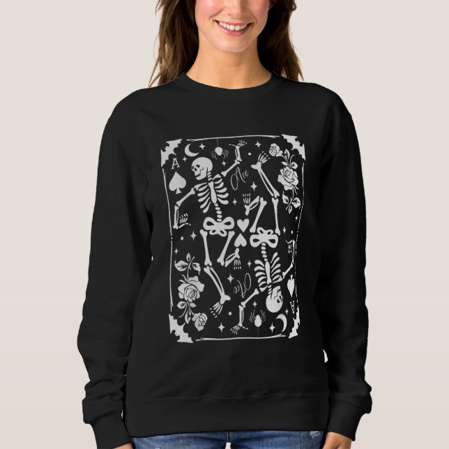 Goth Skeleton Ace of Spades Card Goblincore Punk G Sweatshirt (Front)