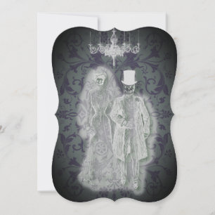 Goth Skeleton Ghost Bride and Groom Couple Invitation