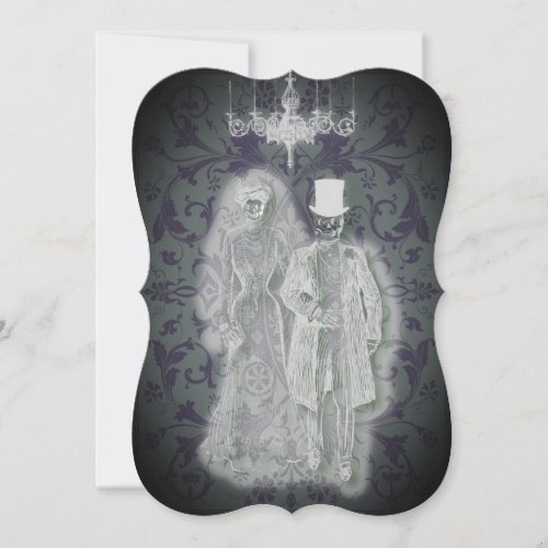 Goth Skeleton Ghost Bride and Groom Couple Invitation