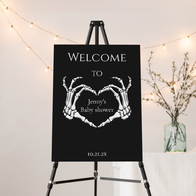 Goth Skeleton Hand Baby Shower Welcome Sign (In Situ (Stand))