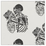 goth skeleton lovers valentines fabric