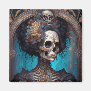 Goth Skeleton Skull Woman Gothic Magnet