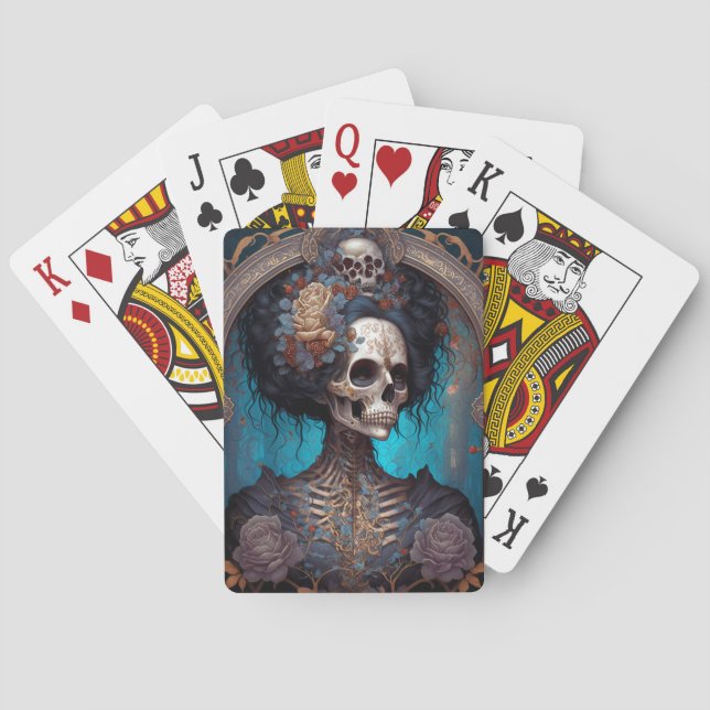 Goth Skeleton Skull Woman Gothic Poker Cards (Back)