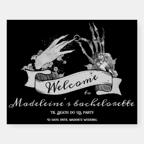 Goth Skeleton Til Death Bachelorette Welcome Sign