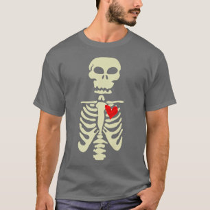 goth skeleton valentines day heart halloween creep T-Shirt