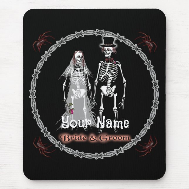 Goth Skeleton Wedding Mouse Pad (Front)