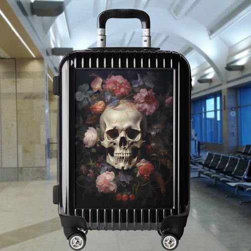Goth Skull and Flowers  Luggage