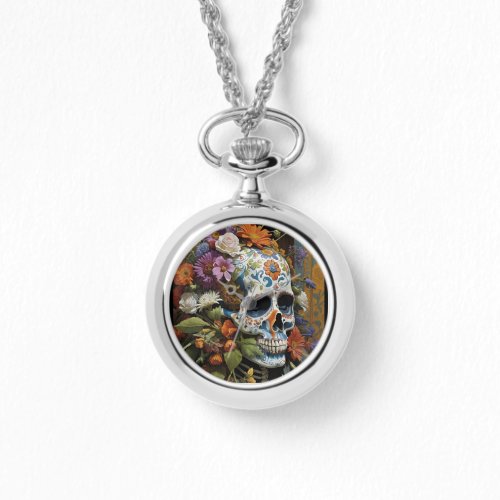 Goth Skull and Flowers Watch