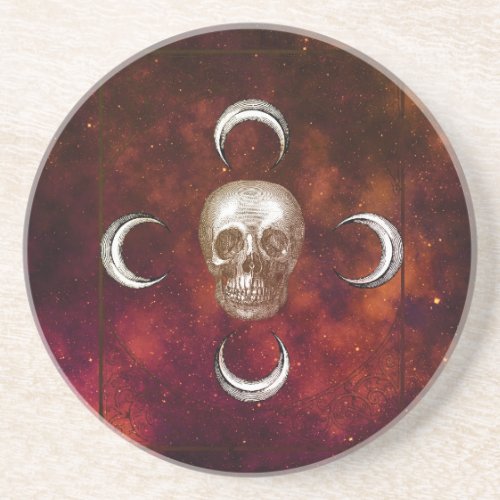 Goth Skull and Moon Celestial  Coaster