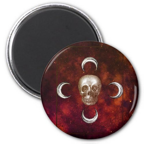 Goth Skull and Moon Celestial  Magnet
