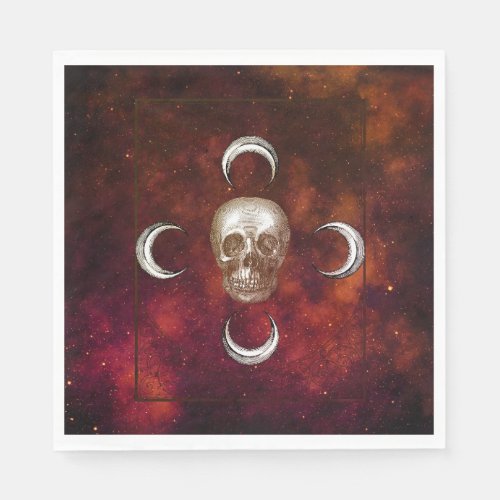 Goth Skull and Moon Celestial  Napkins