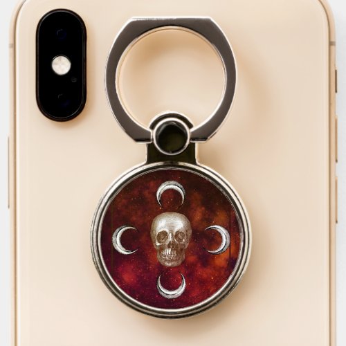 Goth Skull and Moon Celestial   Phone Ring Stand