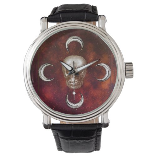 Goth Skull and Moon Celestial Watch