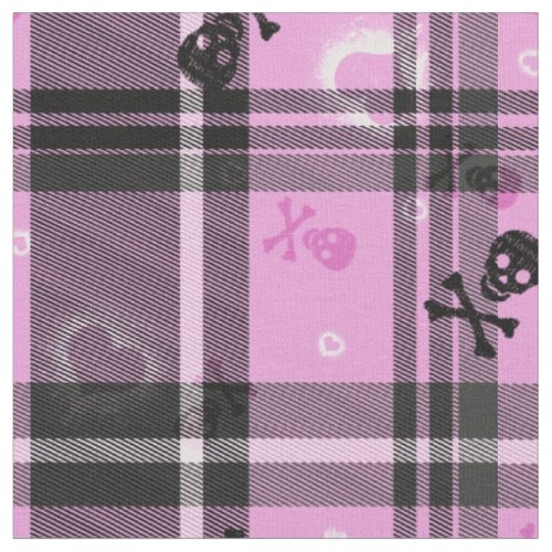 Goth Skull and Plaid Fabric