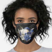 Goth Skull and Rose Blue and Black Gothic Face Mask (Worn Her)