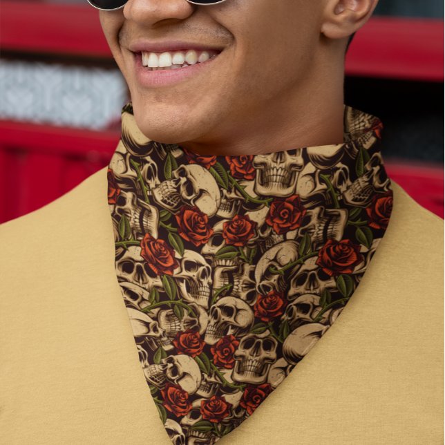 Goth Skull and Roses Graffiti pattern Bandana (Creator Uploaded)