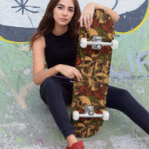 Goth Skull and Roses Graffiti pattern  Skateboard