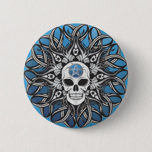 Goth Skull - Blue Button (Front)